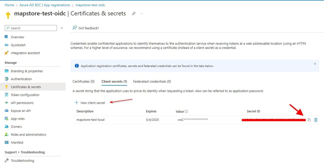 Create and copy client secret